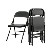 Garvee 4 Pack Portable Fold Steel Folding Chairs,with Backrest, Hold Up to 350 LBS,Black