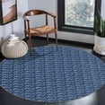 thumbnail image 1 of Garvee 4' Round Rug Machine Washable Modern Braided Printed Circle Rug Non Slip Low Pile Rug Home Decor, Navy Blue, 1 of 7