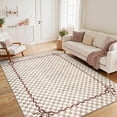 thumbnail image 1 of Garvee 4'x6' Checkered Cherry Area Rug Washable Border Carpet, Soft Non-Slip Low Pile Farmhouse Rug for Living Room Bedroom Home Office, Light Brown, 1 of 10