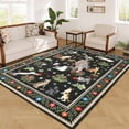 thumbnail image 1 of Garvee 4'x6' Floral Area Rug Animal Cat Carpet, Washable Boho Rugs Non Slip Low Pile Soft Indoor Floor Mat for Living Room Bedroom Dining Room, Black, 1 of 10