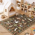 thumbnail image 1 of Garvee 4'x6' Floral Area Rug Animal Cat Carpet, Washable Boho Rugs Non Slip Low Pile Soft Indoor Floor Mat for Living Room Bedroom Dining Room, Brown, 1 of 9