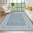 thumbnail image 1 of Garvee 4'x6' Modern Bordered Area Rugs Checkered Rug for Living Room Bedroom, Washable Low Pile Rug Stain Resistant Indoor Carpet, Blue, 1 of 8