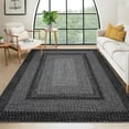 thumbnail image 1 of Garvee 4'x6' Printed Braided Rugs Farmhouse Bordered Carpet, Machine Washable Indoor Area Rug Non-Slip Low Pile Rugs for Living Room Bedroom Home Decor, Black, 1 of 9