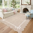 thumbnail image 1 of Garvee 4'x6' Scalloped Area Rug Modern Solid Rug, Washable Rug Soft Low Pile Carpet with Non Slip Backing for Living Room Bedroom Home Decor, Camel, 1 of 6