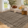 thumbnail image 1 of Garvee 4'x6' Scalloped Area Rugs Modern Bordered Rug, Washable Rugs Non-Slip Rugs Indoor Carpet for Living Room Bedroom Home Office, Black Brown, 1 of 9