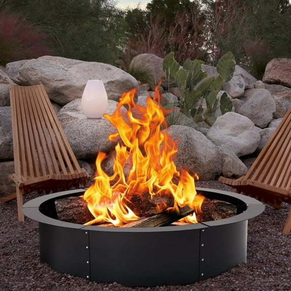 Garvee 42" Fire Pit Ring, Heavy Duty Steel Round Fire Ring Liner for Patio & Backyard Use
