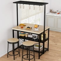 Garvee 42" Large Kitchen Island Bakers Rack Microwave Oven Stand, 3-Tier Storage Kitchen Shelf with 5 Hooks, Metal Coffee Bar Table for Dining & Living Room, 42"x28"x72"