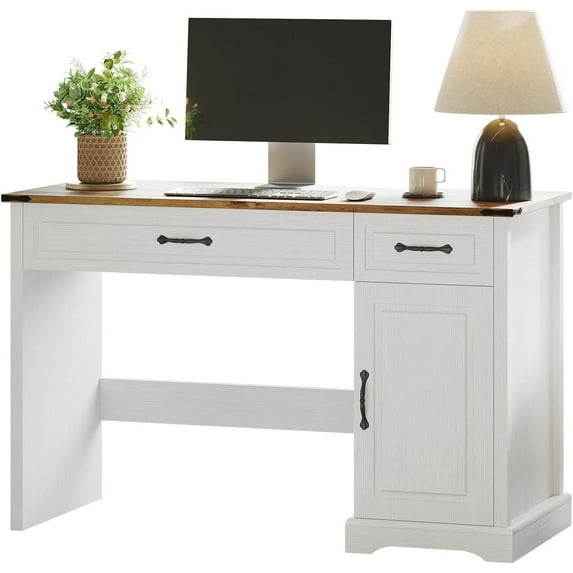 Garvee 47" Farmhouse Executive Desk, Rustic Wood Office Desk with Drawers & Storage Cabinet, Computer Writing Workstation for Home Office