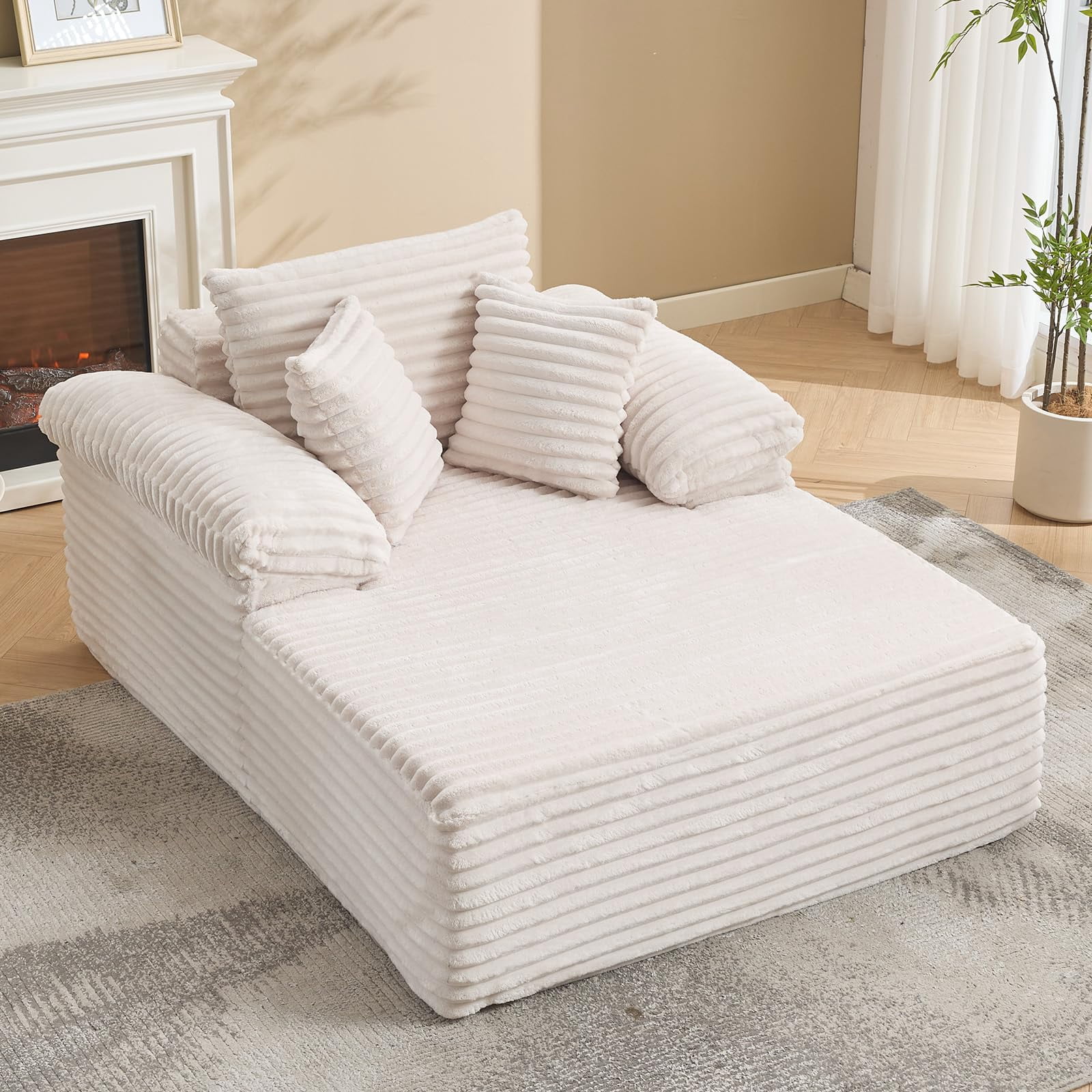 Garvee 48.8'' Chaise Lounge Chair Indoor, Corduroy Sofa Bed, Boneless