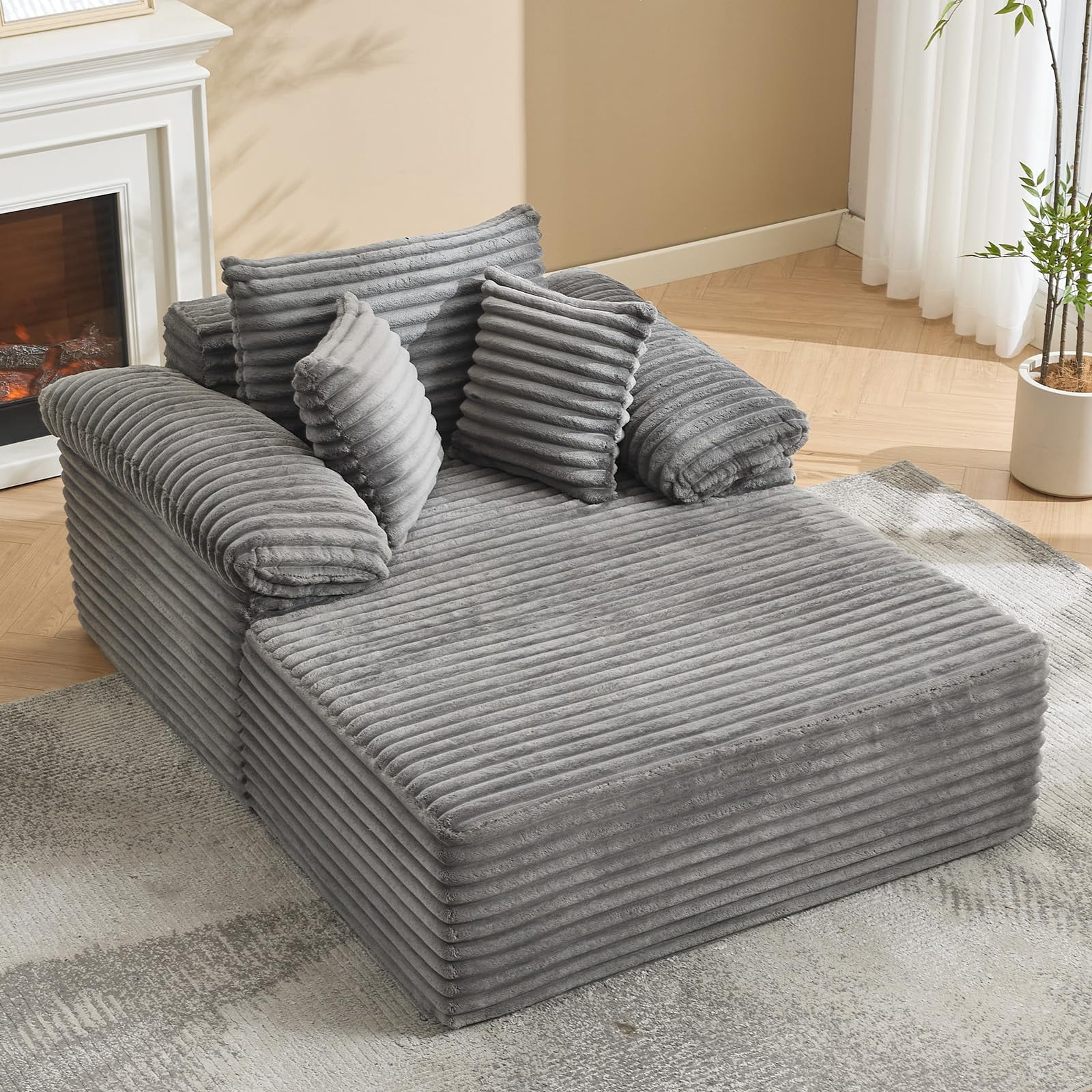 Garvee 48.8'' Chaise Lounge Chair Indoor, Corduroy Sofa Bed, Boneless