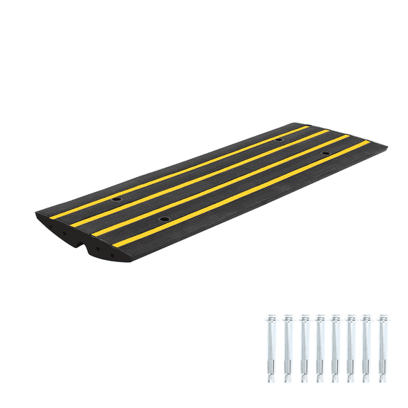 Garvee 48" Driveway Ramp, 1 Pack Heavy Duty Rubber Curb Ramps for Cars, SUVs, Trucks | Low Profile Design with Water Drainage Channel | Garage & Sidewalk Transition Solution