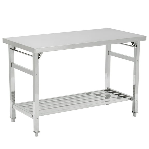 Garvee 48x24 Inches NSF Stainless Steel Table, Foldable Commercial Metal Prep & Work Table with Adjustable Undershelf, for Outdoor, Restaurants, Hotels, Workshops, Kitchens, Garages