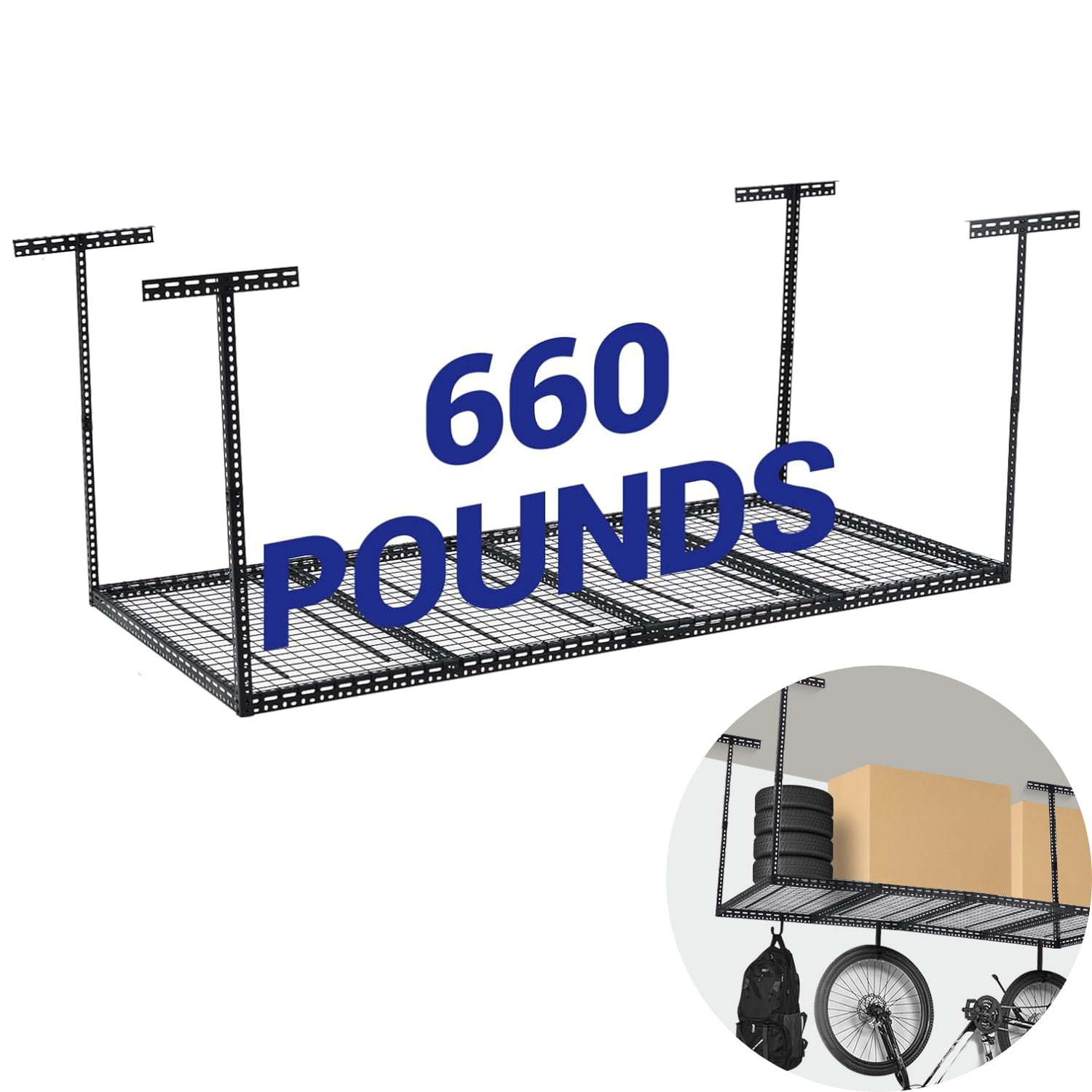 Garvee 4FT x 6FT Garage Ceiling Storage Racks, Heavy Duty Overhead ...