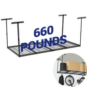 Garvee 4FT x 6FT Garage Ceiling Storage Racks, Heavy Duty Overhead Storage with Adjustable Height for Garage, 660lbs Weight Capacity, Black