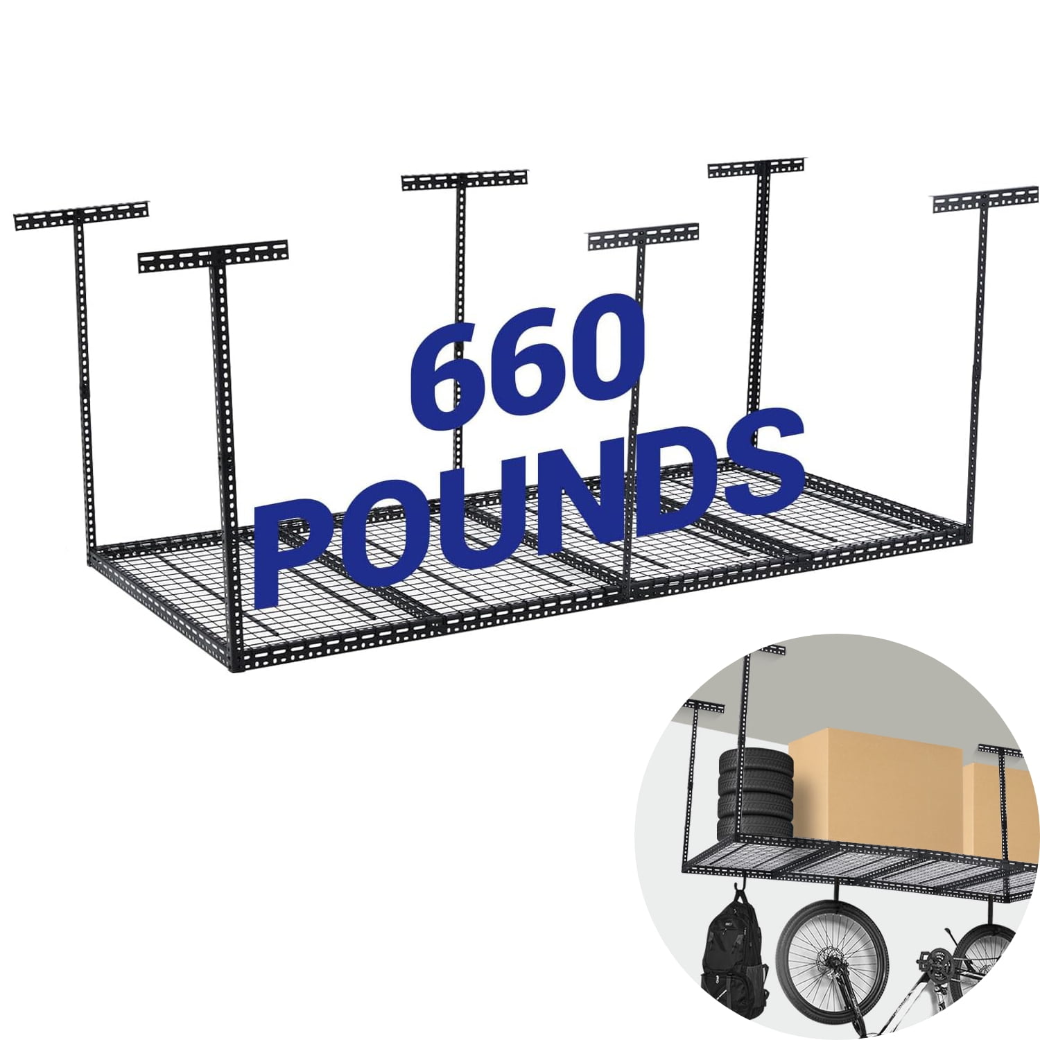 8ft Racking Garvee 4FT x 8FT Garage Ceiling Storage Racks, Heavy Duty Overhead ...