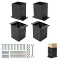 thumbnail image 1 of Garvee 4Pcs 4x4" Post Base, Heavy-Duty Post Bracket for Concrete & Wood Posts, Adjustable Deck Post Base for Pergola, Fence, Gazebo, 1 of 1