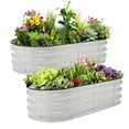 thumbnail image 1 of Garvee 4x2x1ft Galvanized Raised Garden Bed Kit, Oval Metal Planter Box w/ Open Base for Flowers, Herbs,2pc,White, 1 of 7