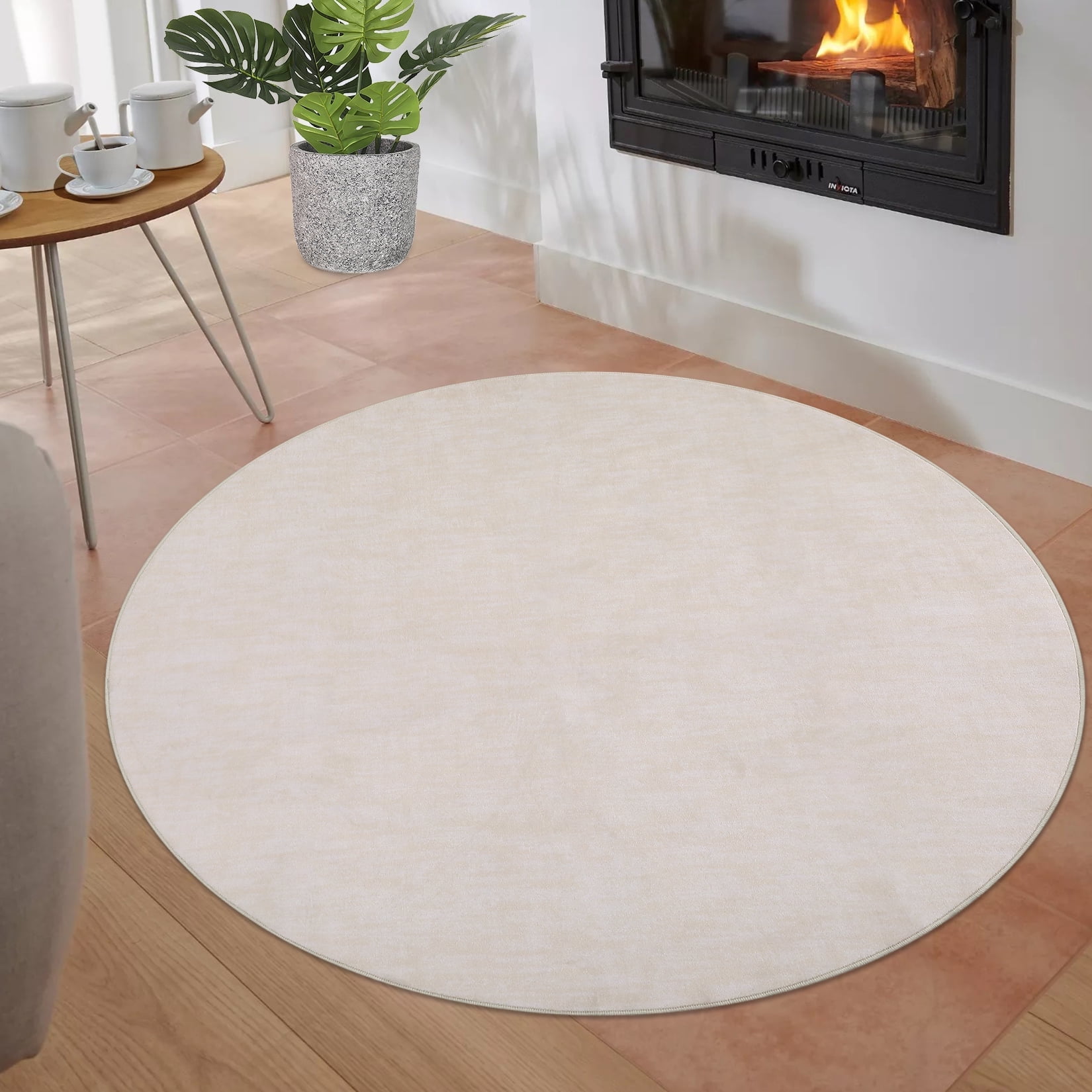 Garvee 4x4 feet Round Rug Modern Solid Area Rug Indoor Non-Slip Low ...