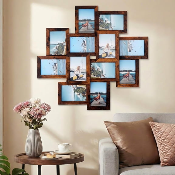 Garvee 4x6 Picture Frames Collage Wall Decor, 12-Pack Photo Collage Frame, Multi Picture Frame Set with Shatter-Resistant Front, Assembly Required, Rustic Brown