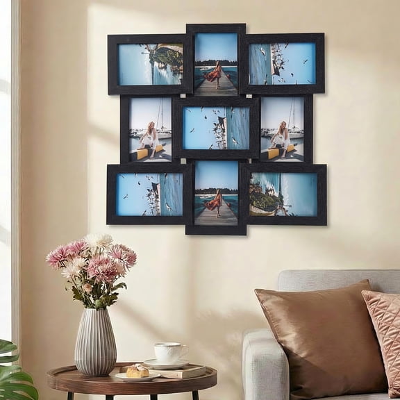 Garvee 4x6 Picture Frames Collage Wall Decor, 9-Pack Photo Collage Frame, Multi Picture Frame Set with Shatter-Resistant Front, Assembly Required, Black