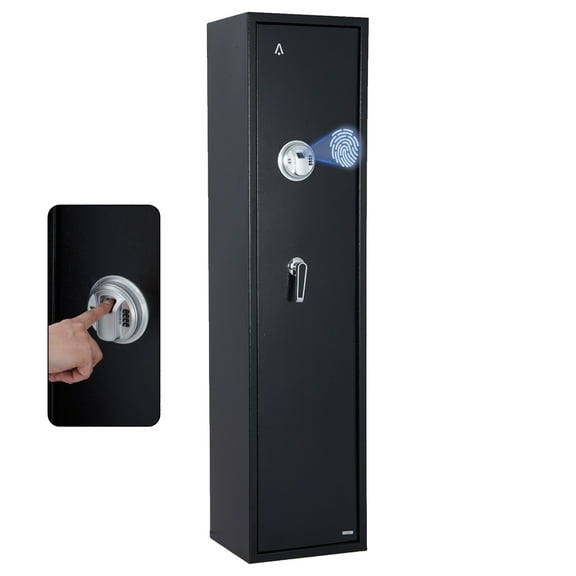Garvee 5-6 Rifle Gun Safe for Home, Heavy Duty Anti-Theft Gun Cabinet with Fingerprints Lock & Emergency Key, Black
