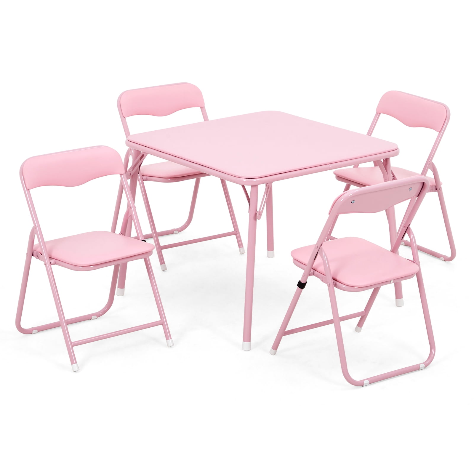 Garvee 5-Piece Folding Card Table and Chair Set - Upholstered Kids Activity Set with Portable Metal Frame, Ideal for Eating, Reading & Playing