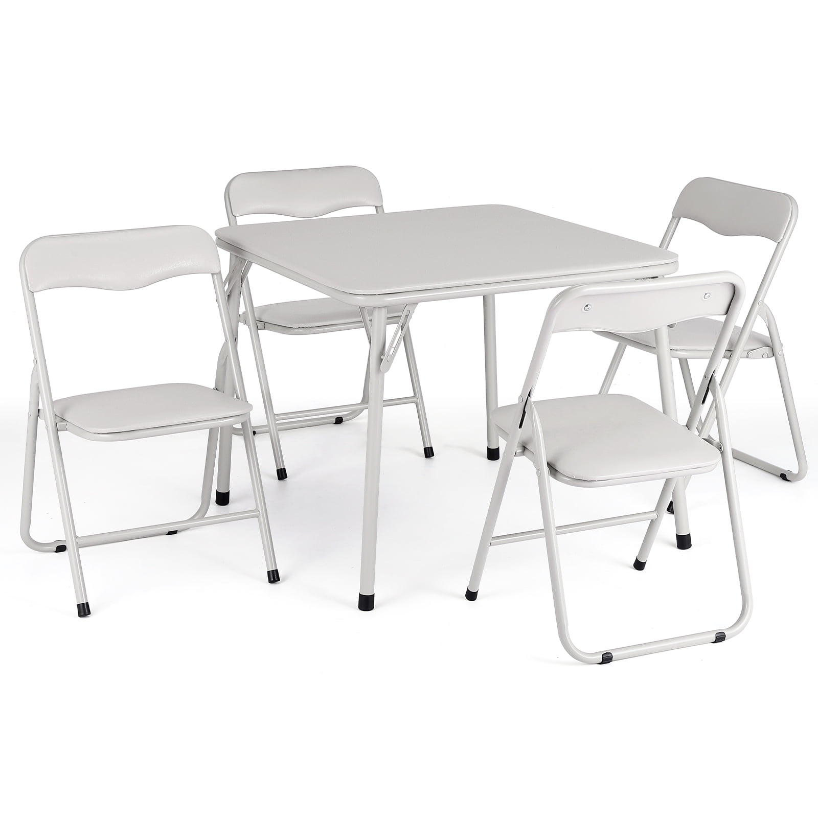 Garvee 5-Piece Folding Card Table and Chair Set - Upholstered Kids Activity Set with Portable Metal Frame, Ideal for Eating, Reading & Playing