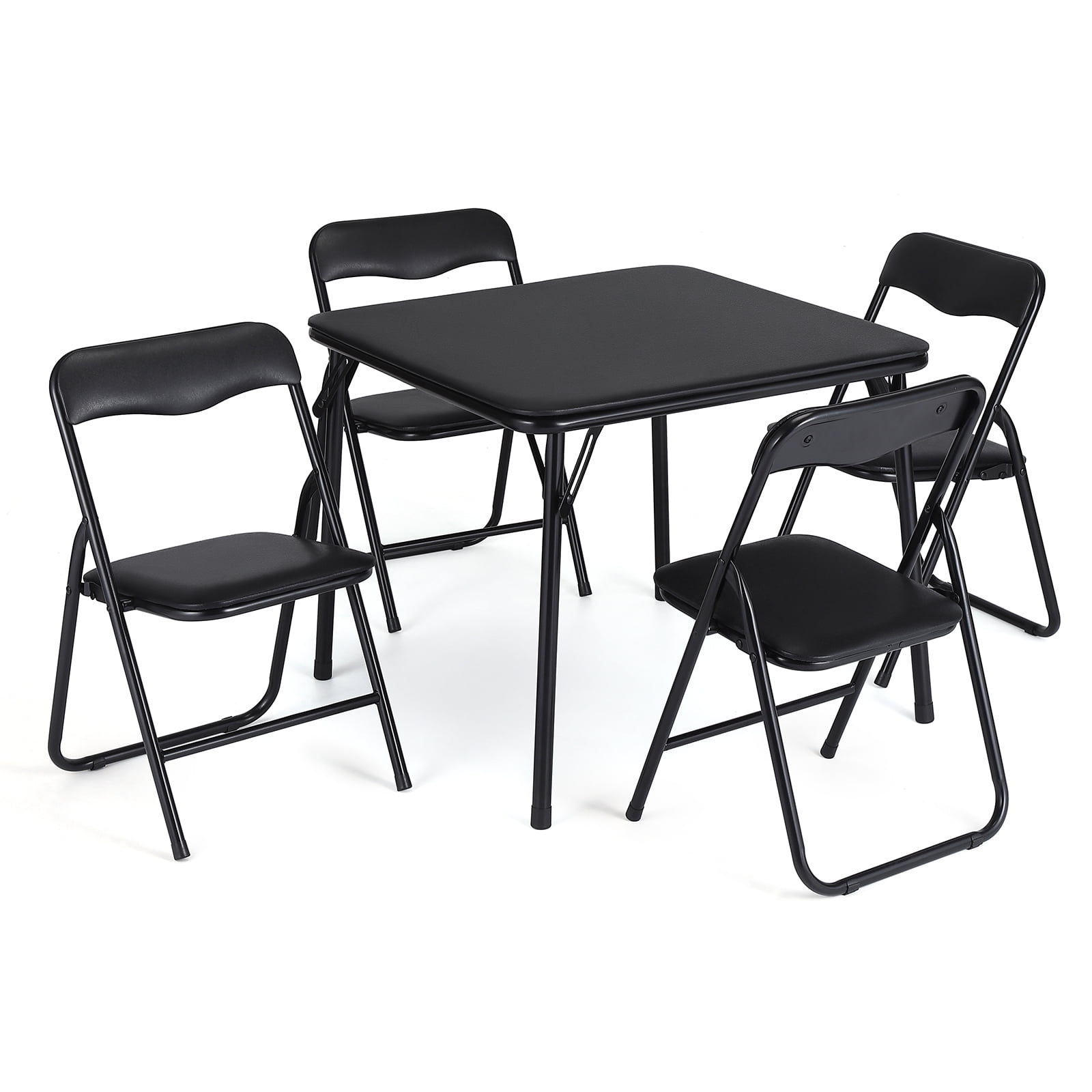 Garvee 5-Piece Folding Card Table and Chair Set - Upholstered Kids Activity Set with Portable Metal Frame, Ideal for Eating, Reading & Playing