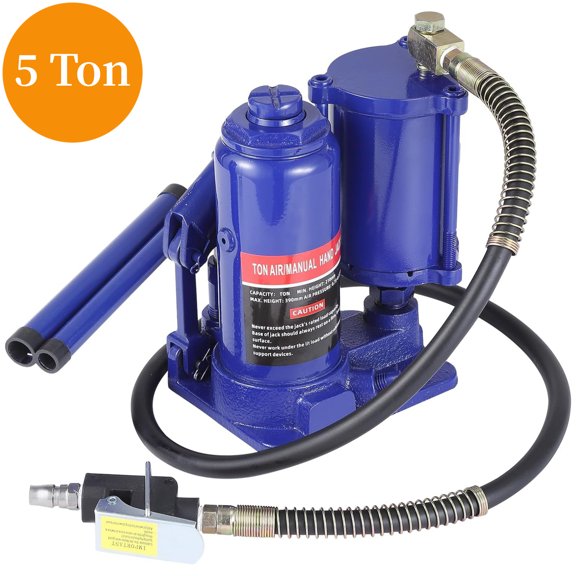 EuKer 5 Ton Pneumatic Bottle Jack, Heavy Duty Air Hydraulic Bottle Jack with Manual Hand Pump for Car Truck RV Auto Repair
