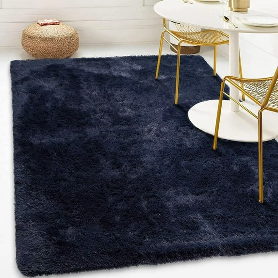 Garvee 5 by 8 Shag Rug for Living Room Bedroom Fluffy Shaggy Area Rug Home Decor Rug Carpets, Dark Navy Blue