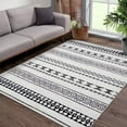 thumbnail image 1 of Garvee 5' x 7' Area Rug Washable Moroccan Geometric Rug Boho Non-Slip Low Pile Area Rug for Dining Room Home Office, Black White, 1 of 8