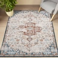 thumbnail image 1 of Garvee 5' x 7' Machine Washable Rug Vintage Distressed Area Rug Bohemian Floral Medallion Area Rug No-Slip Non-Shedding Rug for Kitchen Dining Room, Red/Beige, 1 of 6