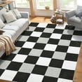 thumbnail image 1 of Garvee 5' x 7' Modern Geometric Area Rug Checkered Rug Washable Rugs Indoor Soft Foldable Accent Carpet, Black, 1 of 8