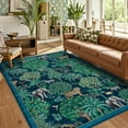 thumbnail image 1 of Garvee 5'x7' Floral Area Rug Modern Animal Jungle Throw Carpet, Washable Rug Stain Resistant Rug Non Slip Indoor Mat for Living Room Bedroom Home Office, Blue, 1 of 7