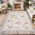 thumbnail image 1 of Garvee 5'x7' Floral Area Rug Modern Print Bordered Carpet, Washable Rug Non Slip Indoor Floor Mat for Living Room Bedroom Dining Room, Beige, 1 of 6