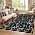 thumbnail image 1 of Garvee 5'x7' Living Room Rug Floral Print Area Rug, Washable Vintage Rug Low Pile Farmhouse Carpet Stain Resistant Indoor Rugs for Dining Room Bedroom Nursery, Black, 1 of 9