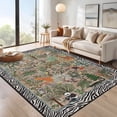 thumbnail image 1 of Garvee 5'x7' Jungle Animal Print Area Rug, Brown Botanical Carpet Washable Rug Non-Slip Modern Stripe Border Floor Mats for Living Room Bedroom Nursery Decor, 1 of 8