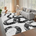 thumbnail image 1 of Garvee 5'x7' Modern Abstract Area Rugs Snake Print Pattern Rug, Ultra Thin Non Slip Washable Rug Low Pile Foldable Indoor Carpet for Living Room Bedroom Dining Room, Black and White, 1 of 8