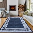 thumbnail image 1 of Garvee 5'x7' Modern Area Rug Solid Bordered Rugs, Washable Geometric Neutral Accent Carpet with Non-Slip Backing, Low Pile Stain-Resistant Rug for Living Room Dining Room Home Office, Blue, 1 of 9