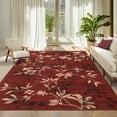 thumbnail image 1 of Garvee 5'x7' Modern Area Rug Washable Floral Accent Carpet with Non-Slip Backing, Stain-Resistant Soft Rugs Low Pile Floor Mats, Botanical Print Rug for Living Room, Bedroom, Dining Room, Red, 1 of 9