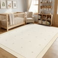 thumbnail image 1 of Garvee 5'x7' Modern Bordered Area Rug Geometric Carpet with Non Slip Backing, Contemporary Cross Motifs Dot Rug Washable Rug for Living Room Bedroom Home Decor, Beige, 1 of 10