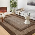 thumbnail image 1 of Garvee 5'x7' Rug Braided Print Area Rug Farmhouse Border Rug Geometric Area Rug Stain-Resistant Non-Shedding Accent Rug, Brown, 1 of 7