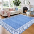 thumbnail image 1 of Garvee 5'x7' Scalloped Area Rug Modern Lace Edge Carpet, Washable Solid Rug Non-Slip Low Pile Indoor Mats for Living Room Bedroom Home Decor, Blue, 1 of 10