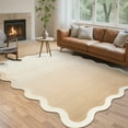 thumbnail image 1 of Garvee 5'x7' Scalloped Area Rugs Modern Abstract Washable Rug, Neutral Farmhouse Carpet Non-Slip Low Pile Indoor Rug for Living Room Bedroom Home Office, Beige, 1 of 8