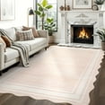 thumbnail image 1 of Garvee 5'x7' Scalloped Bordered Area Rugs, Modern Abstract Aesthetic Washable Rug Soft Living Room Rug Irregular Non-Slip Carpet for Bedroom Dining Room, Light Brown, 1 of 6