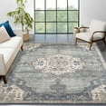 thumbnail image 1 of Garvee 5'x7' Vintage Area Rugs for Living Room, Washable Medallion Rugs Low Pile Non Slip Soft Indoor Rug Carpet for Bedroom Dining Room Office Home Decor, Gray & Blue, 1 of 9