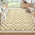 thumbnail image 1 of Garvee 5'x7' Checkered Area Rug Farmhouse Washable Rug, Soft Non-Slip Rugs Stain-Resistant Geometric Indoor Carpet for Living Room Bedroom Playroom, Yellow, 1 of 8