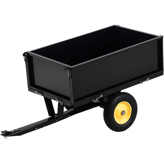 Garvee 500 LB Heavy Duty ATV Dump Cart Tow Behind Garden Trailer with 2 Wheels for Tractor Mower UTV & Yard Work