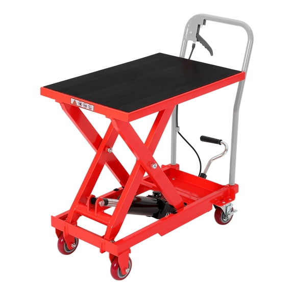 Garvee 500 LB Hydraulic Lift Table Cart, Heavy Duty Q235 Steel Scissor Platform, 9.45"-28.7" Adjustable Height, Non-Slip Mat & Locking Wheels, Industrial Material Lift for Warehouse & Garage