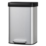 Garvee 13.2 Gallon Step-on Trash Can for Kitchen, with Liner Rim & Soft Close Plastic Lid, Silver